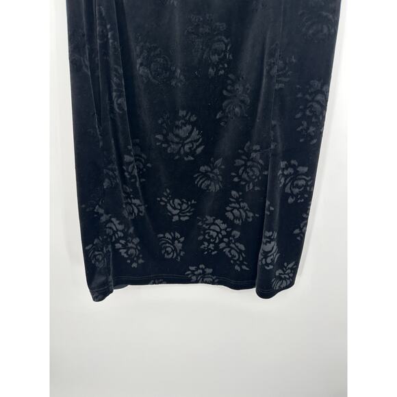 Bentley Womens Midi Skirt Size M Black Velvet Burnout Stretch Goth Witchy Dark - Picture 6 of 6